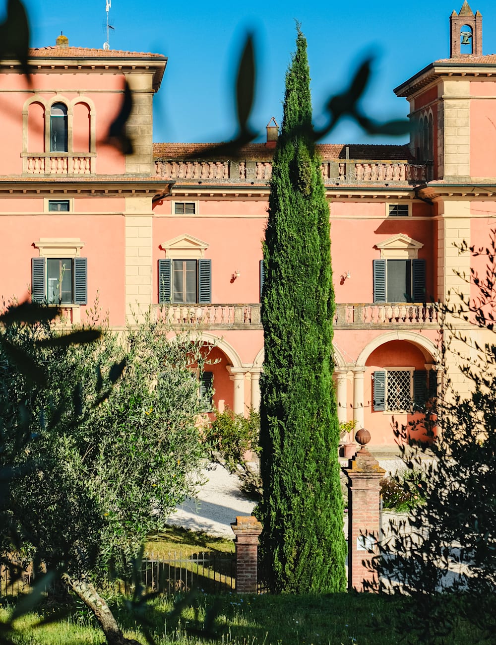 Villa Lena hotel, Tuscany, exterior with trees | by Michaela Watkinson for Mr & Mrs Smith