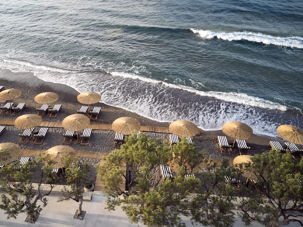 Sun loungers looking out to sea