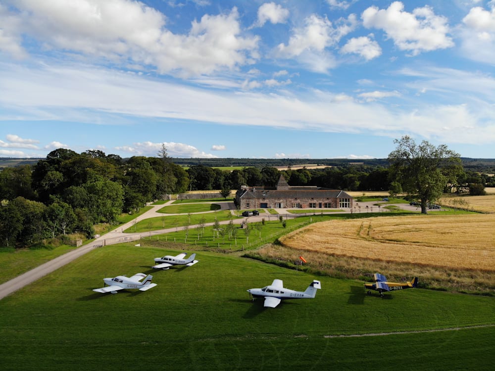 Hotel exterior and airfield