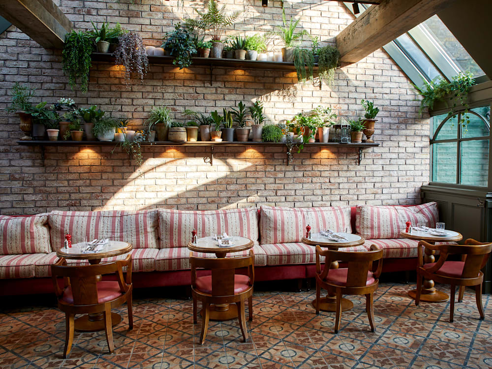 The Princess Royal dining area with plants and soft furnishings