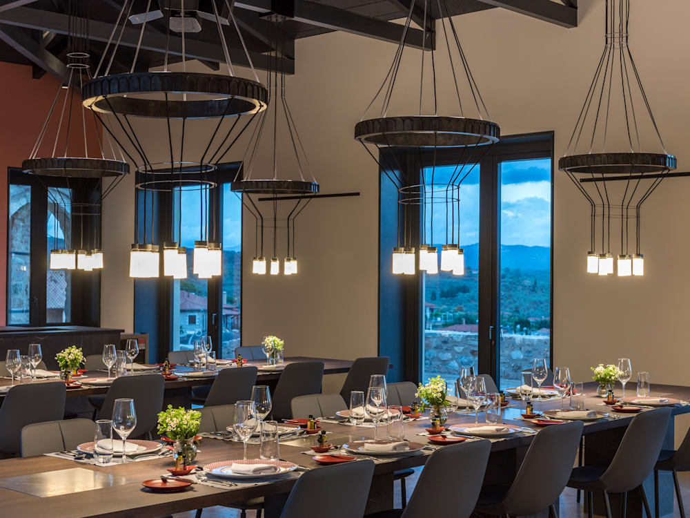 Restaurant tables at Euphoria Retreat, Greece