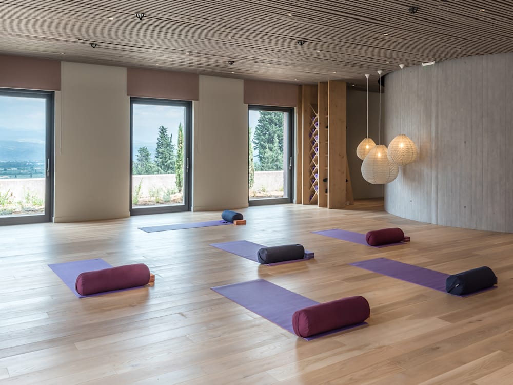 Yoga studio at Euphoria Retreat hotel in Greece