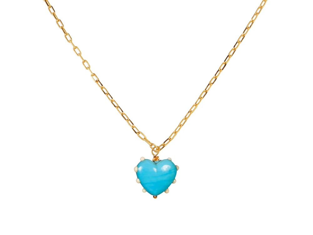 Sandro necklace with blue heart and gold chain