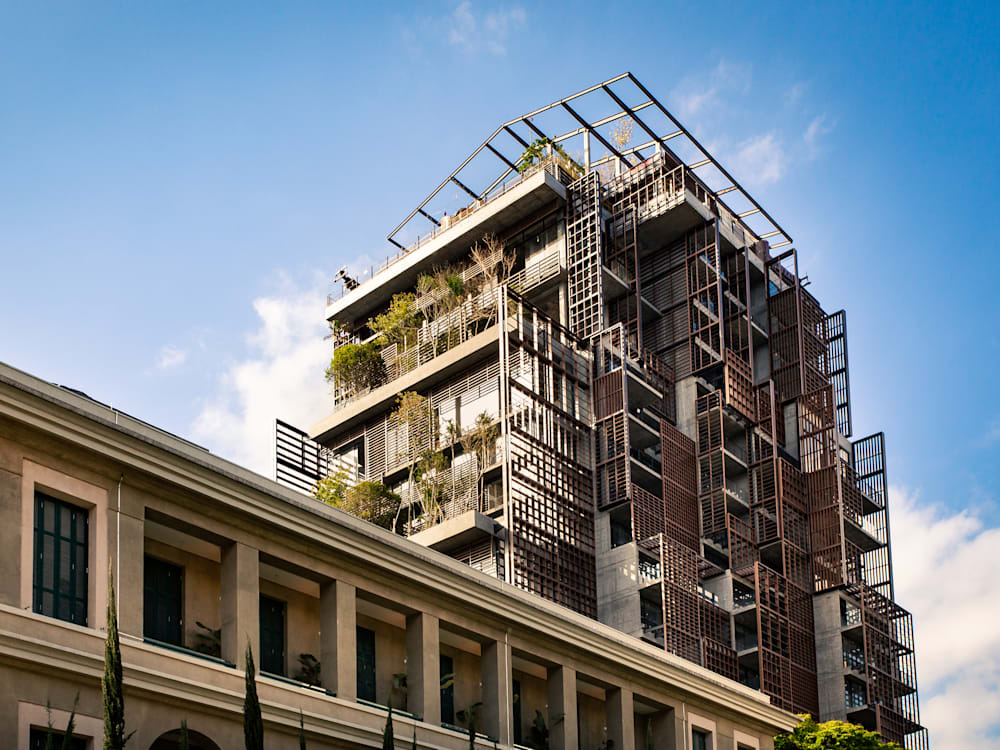 Vertical garden on the exterior of luxury hotel in Brazil