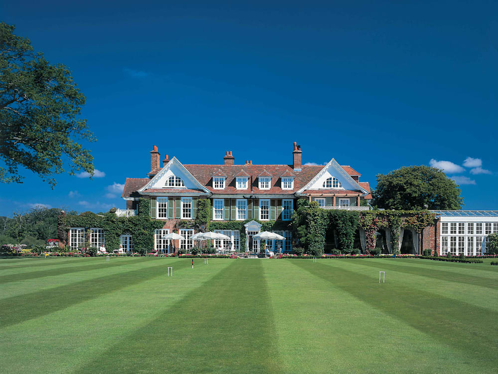 Hotel exterior with the lawns stretching out in front of it