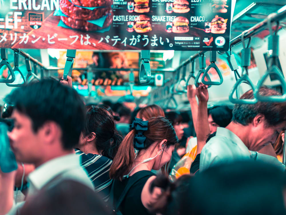 A busy underground train in Tokyo