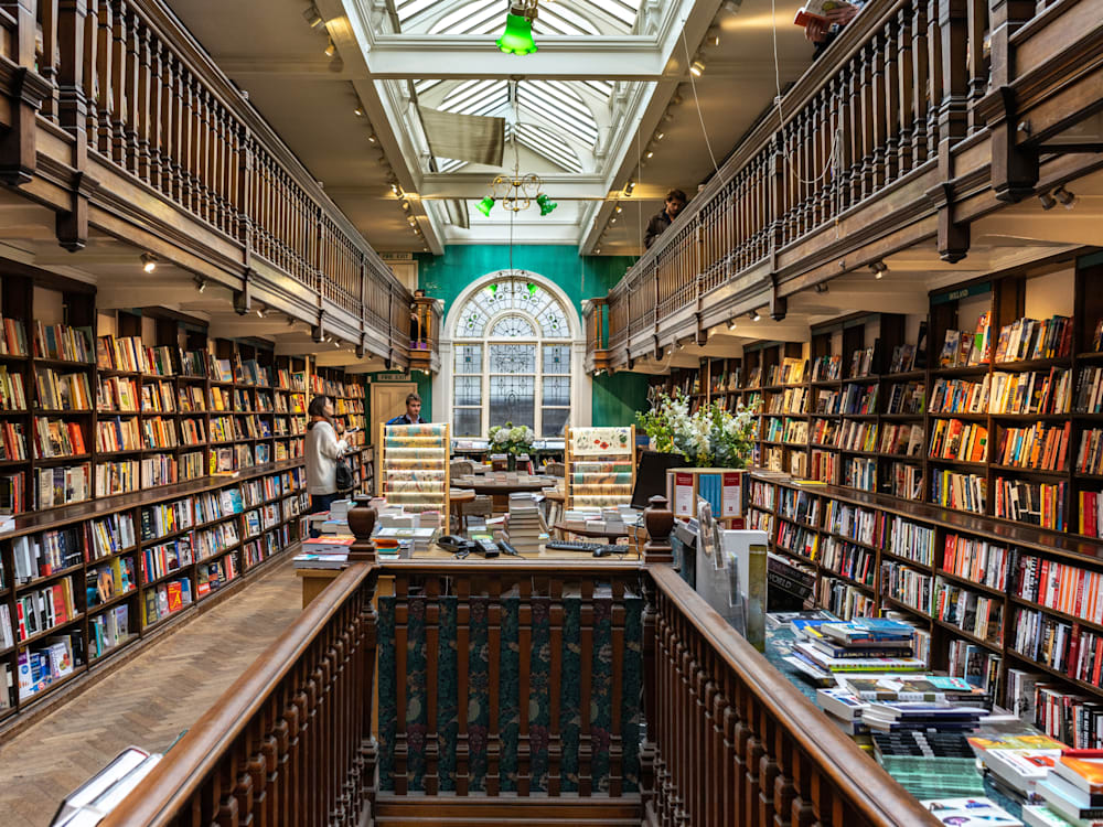 Large book shop with hundreds of books