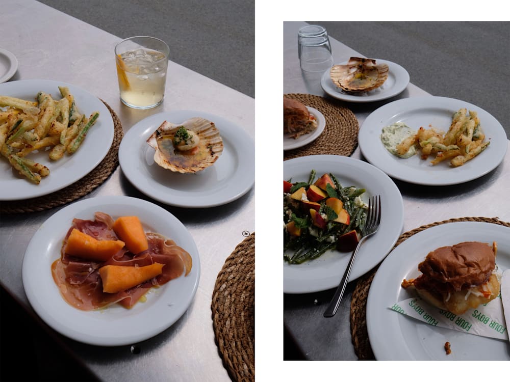 Two portrait images of plates of food from the restaurant