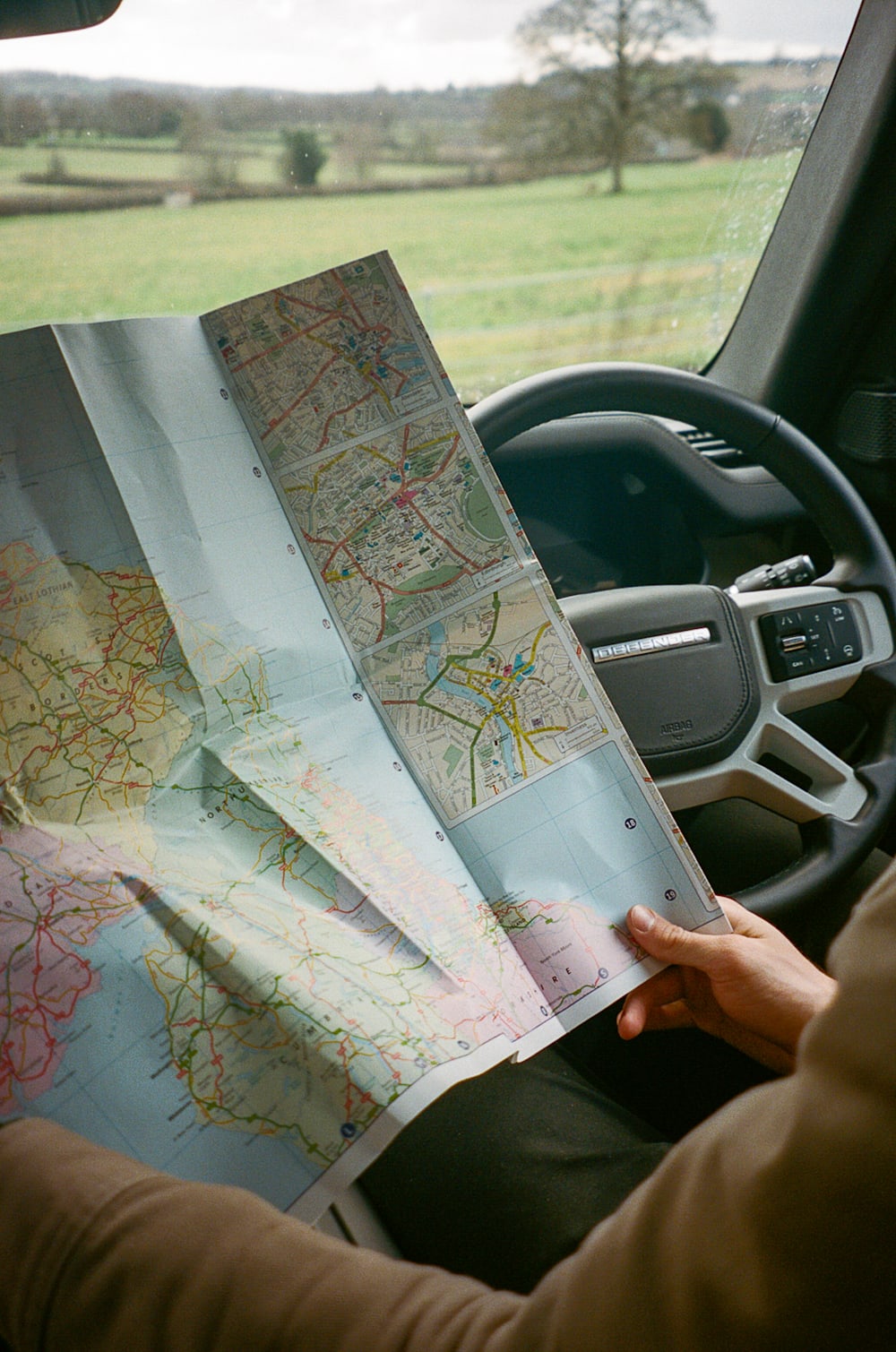 Map reading in a Landrover Defender